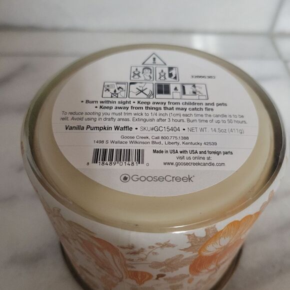 GOOSE CREEK  VANILLA PUMPKIN WAFFLE SOY WAX  LARGE 3-WICK CANDLE 14.5 oz - Picture 6 of 6